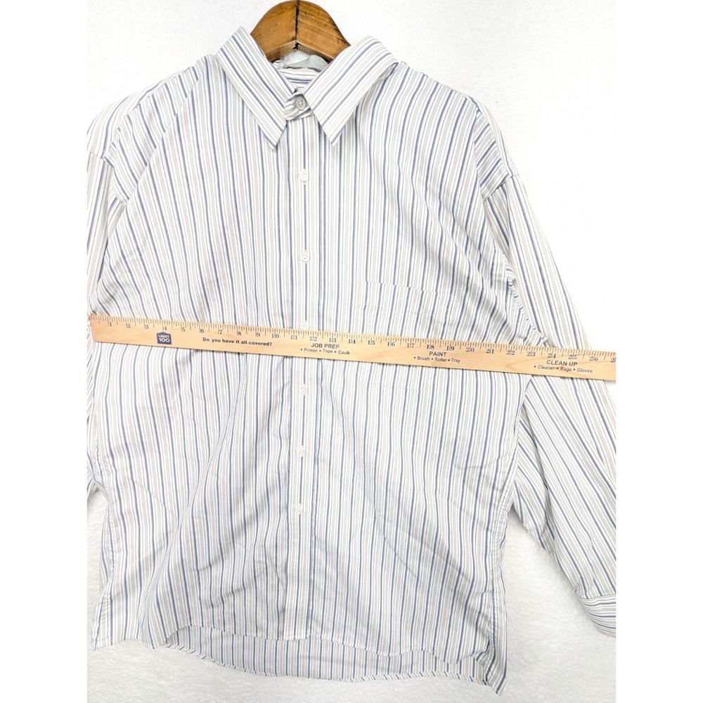 Stafford Executive Women'sPinpoint Oxford White Striped Dress Shirt 17.5 Size 35 - Picture 4 of 7